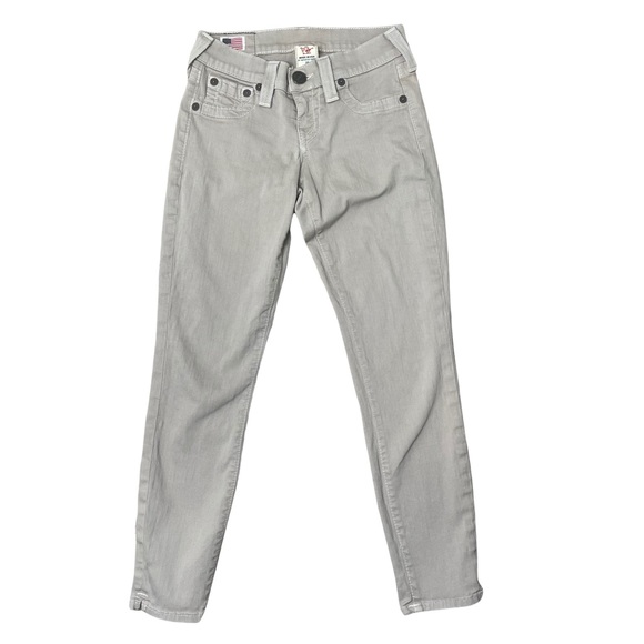 True Religion Women's Linda Gray Cropped Skinny Jeans Size 24 Pre-Owned - Picture 2 of 8